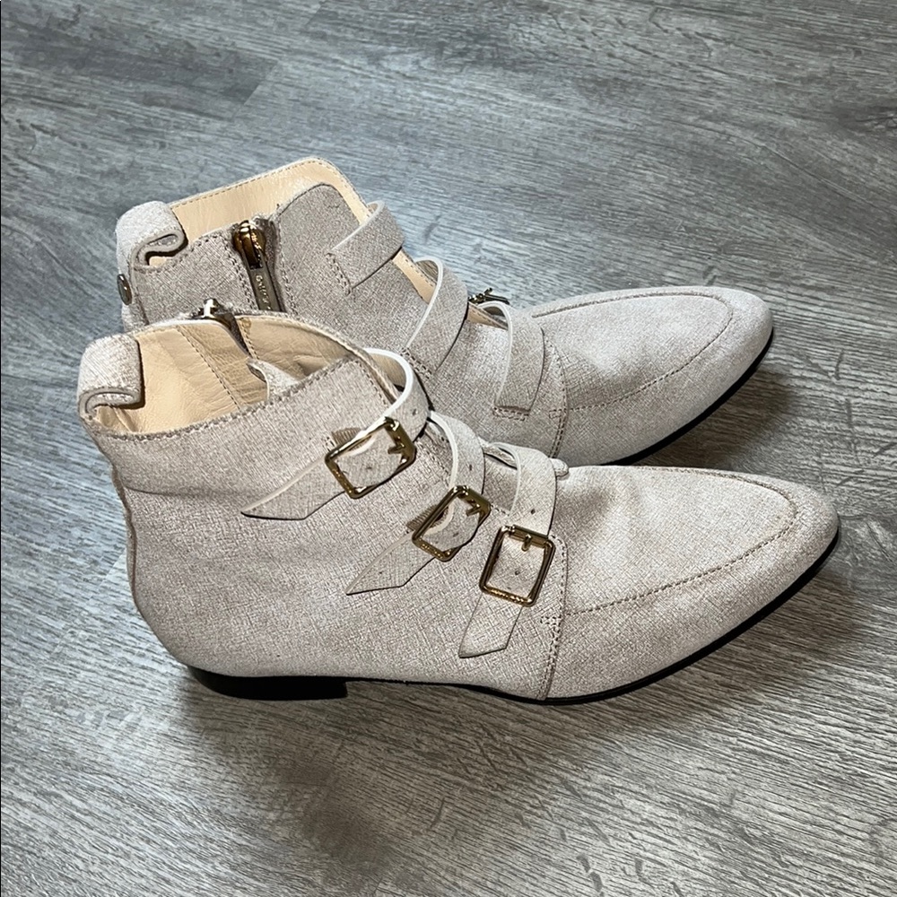 Jimmy‎ Choo Marlin Buckle Canvas Boots Pointed Toe
